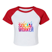 School Social Worker Tie Dye Appreciation For Work Raglan Crop Top | Artistshot