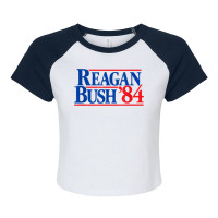 Reagan Bush '84 Vintage Republican T Shirt Raglan Crop Top | Artistshot