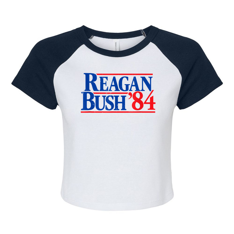 Reagan Bush '84 Vintage Republican T Shirt Raglan Crop Top by cm-arts | Artistshot