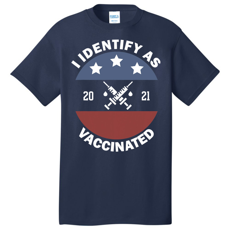 I Identify As Vaccinated American Us Flag Vintage Basic T-shirt by VictorCruz | Artistshot