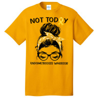 Womens Endometriosis Warrior Messy Bun Yellow Ribbon Endo Awareness Basic T-shirt | Artistshot