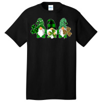 Three Gnomes Holding Shamrock Leopard Plaid St Patrick's Day T Shirt Basic T-shirt | Artistshot