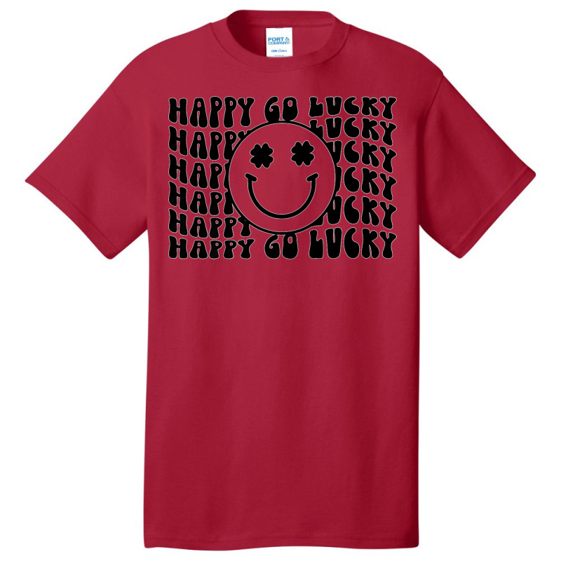 Happy Go Lucky Smiley Face Irish Shamrocks St Patricks Day Premium T S Basic T-shirt | Artistshot