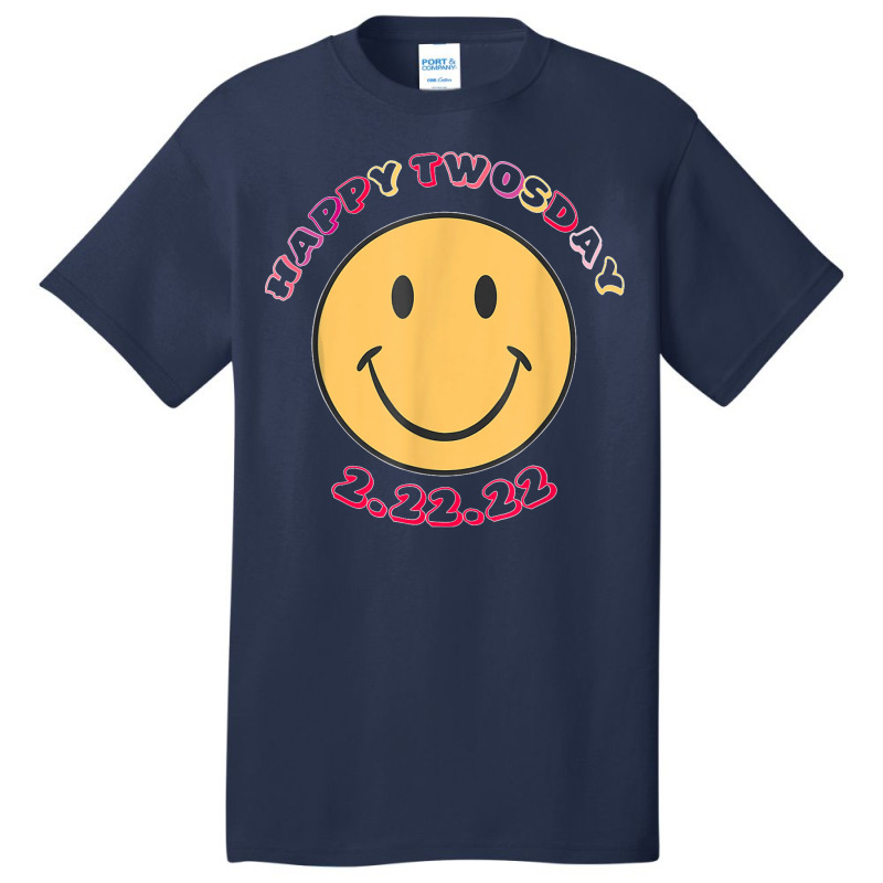 Happy Twosday Tuesday February 22nd 2022 Retro Smiley Face T Shirt Basic T-shirt | Artistshot