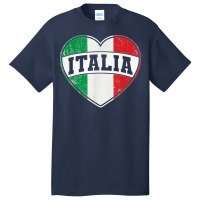 Italy Italia Italian Flag Heart Retro Vintage Design T Shirt Basic T-shirt | Artistshot