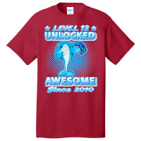 Level 12 Unlocked Born In 2010 Dabbing Shark 12th Birthday Pullover Ho Basic T-shirt | Artistshot