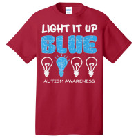 Light It Up Blue Autism Awareness April Mom Dad Kids Puzzle T Shirt Basic T-shirt | Artistshot