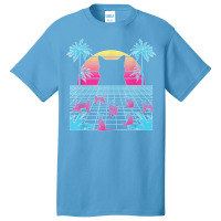 Vaporwave Cats Palm Trees Aesthetic Japanese Kawaii T Shirt Basic T-shirt | Artistshot