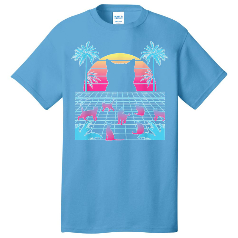 Vaporwave Cats Palm Trees Aesthetic Japanese Kawaii T Shirt Basic T-shirt | Artistshot