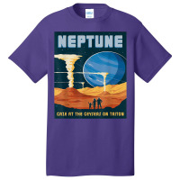 Retro Neptune Gaze At The Geysers On Triton Space Tourism T Shirt Basic T-shirt | Artistshot