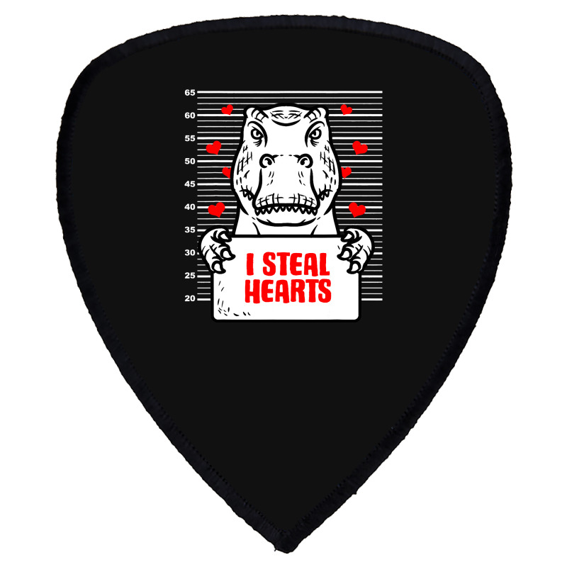 Dinosaur Valentines Day Kids I Steal Hearts Trex Shield S Patch | Artistshot