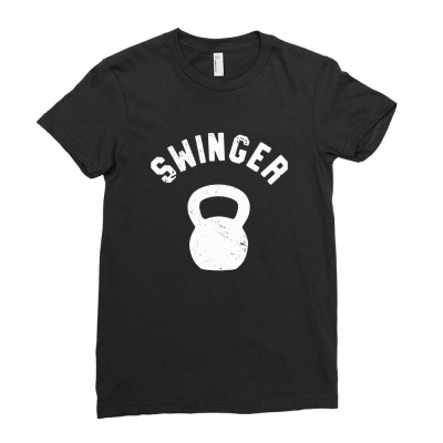Swinger, Funny Kettlebell Workout Pun Ladies Fitted T-shirt Designed By Diegomicel