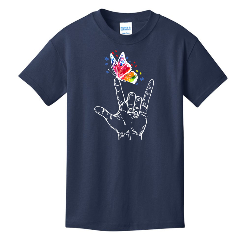 I Love You Hand Sign Language Butterfly Autism Awareness T Shirt Basic Youth T-shirt by Binhthai9809 | Artistshot