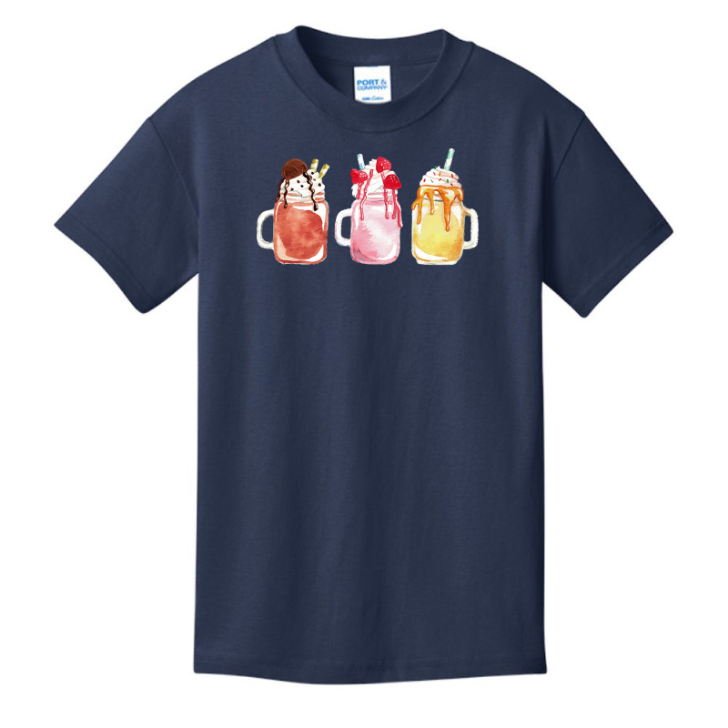 Chocolate Strawberry Vanilla Milkshake T  Shirt Triple Milkshake Set T Basic Youth T-shirt by thymeartiste | Artistshot