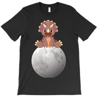 Cute Baby Triceratops Dinosaur Sitting On Moon T-shirt | Artistshot