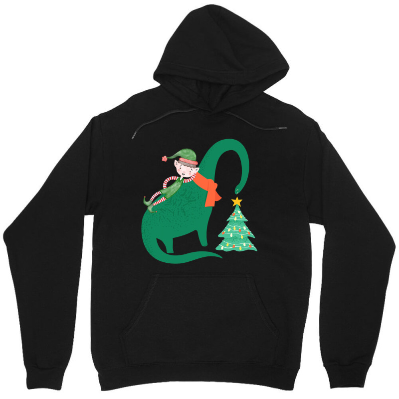 Elf Riding Dinosaur Christmas Xmas Pajama Boys Gir Unisex Hoodie | Artistshot