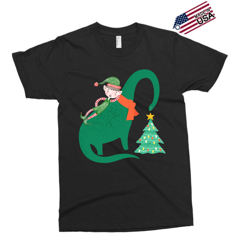 Elf Riding Dinosaur Christmas Xmas Pajama Boys Gir Exclusive T-shirt | Artistshot