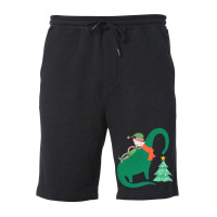 Elf Riding Dinosaur Christmas Xmas Pajama Boys Gir Fleece Short | Artistshot