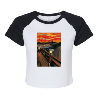 Music-retro-the-scream-by-edvard-munch-funny-graphic-gift- Raglan Crop Top | Artistshot