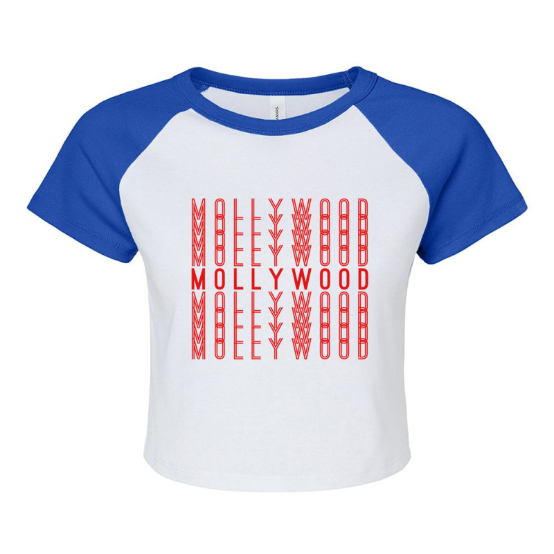 Mollywood Malayalam Indian Movies Repeating Red Text Gift Raglan Crop Top by cm-arts | Artistshot