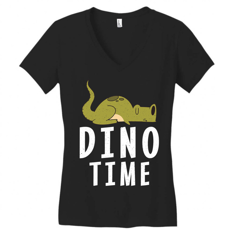 Dino Time Sleeping Relax Fossils Dinsosaur Women's V-Neck T-Shirt by Upsunshine | Artistshot