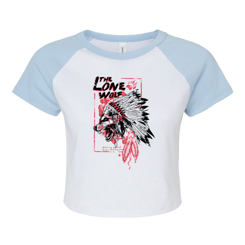 Lonely Wolf Indian Shirt Premium Raglan Crop Top by cm-arts | Artistshot