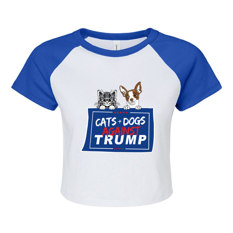 Cats And Dogs Against Trump Raglan Crop Top by AMYBROKER | Artistshot