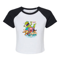 Rugrats Running Away From Reptar Gift Raglan Crop Top | Artistshot