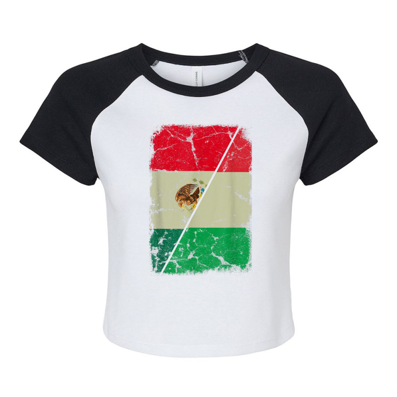 Italian And Mexican Flag Together Mixed Family Roots Raglan Crop Top by Uniform | Artistshot