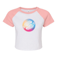 Electric Guitar Headstock Circle Gradient Theme 1 Raglan Crop Top | Artistshot