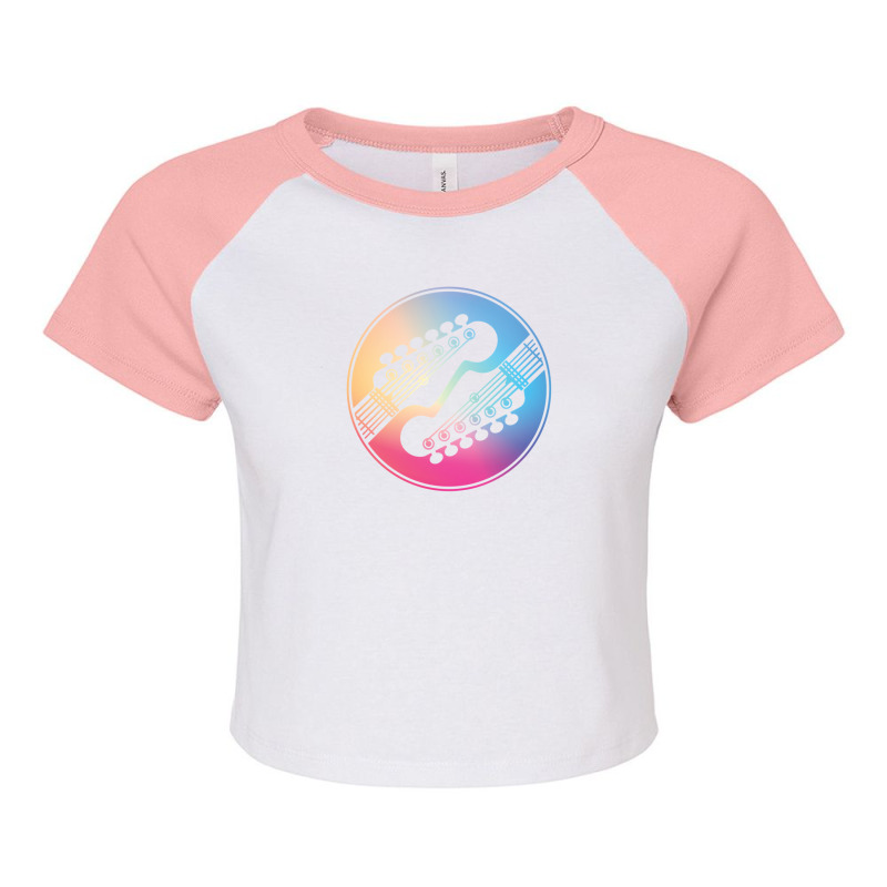 Electric Guitar Headstock Circle Gradient Theme 1 Raglan Crop Top by KristieDavis | Artistshot