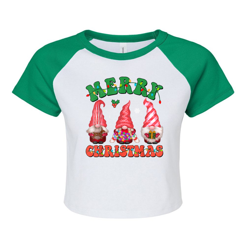 Cute Gnomes Merry Christmas Light Family Gnome Xmas Matching T Shirt Raglan Crop Top by cm-arts | Artistshot