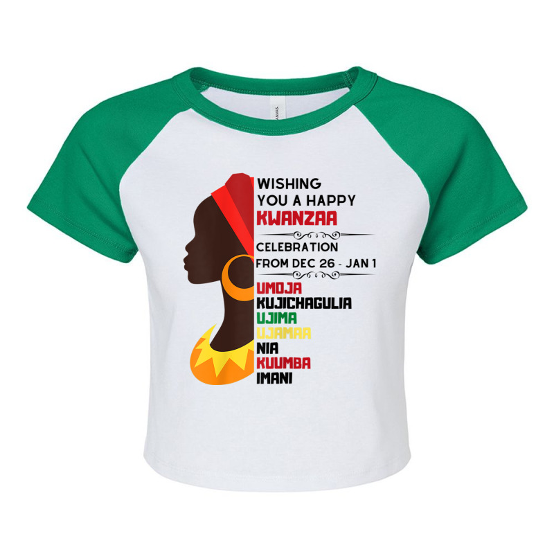 Womens Black Culture African Woman 7 Principles Celebration Raglan Crop Top by Uniform | Artistshot