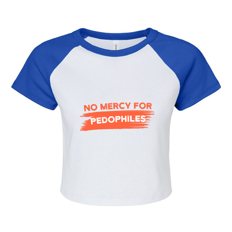 No Mercy For Pedophiles Saveourchildren Raglan Crop Top by cm-arts | Artistshot