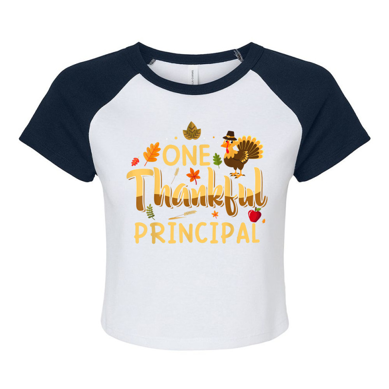 One Thankful Principal Fall Autumn Pumpkin Thanksgiving Raglan Crop Top by Clinical | Artistshot