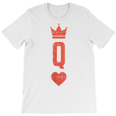 Womens Queen Of Hearts Card Matching Halloween Costume For Couples Tan T-shirt Designed By Annamarie Mueller