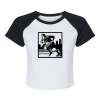 Vintage Woodblock Style Football Print Raglan Crop Top | Artistshot