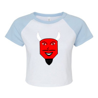 Cartoon Satan Face Raglan Crop Top | Artistshot