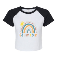 Sé Amable Spanish Bilingual Teacher Be Kind Boho Rainbow Pullover Hoo Raglan Crop Top | Artistshot