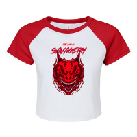 The Way Is Savagery  Oni Head Raglan Crop Top | Artistshot