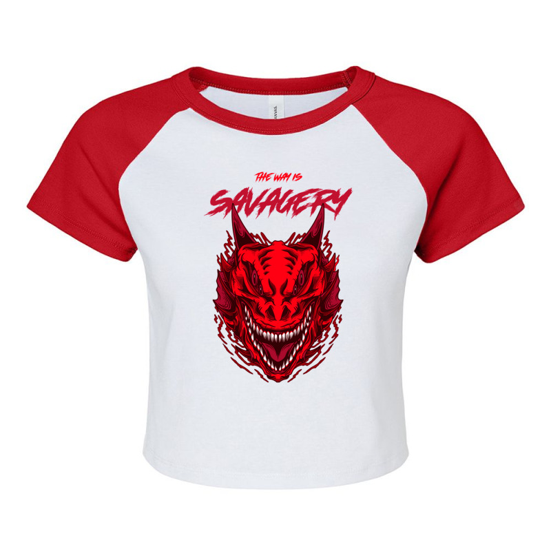 The Way Is Savagery  Oni Head Raglan Crop Top by SEANMCDONOUGH | Artistshot