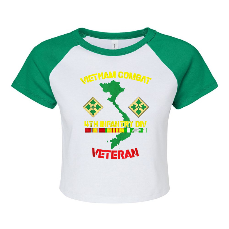 4th Infantry Division Vietnam Combat Veteran Raglan Crop Top by RomanMikolyants | Artistshot