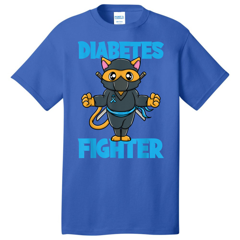 Type 1 Diabetes Awareness Funny Diabetes Fighter Ninja Cat Basic T-shirt | Artistshot