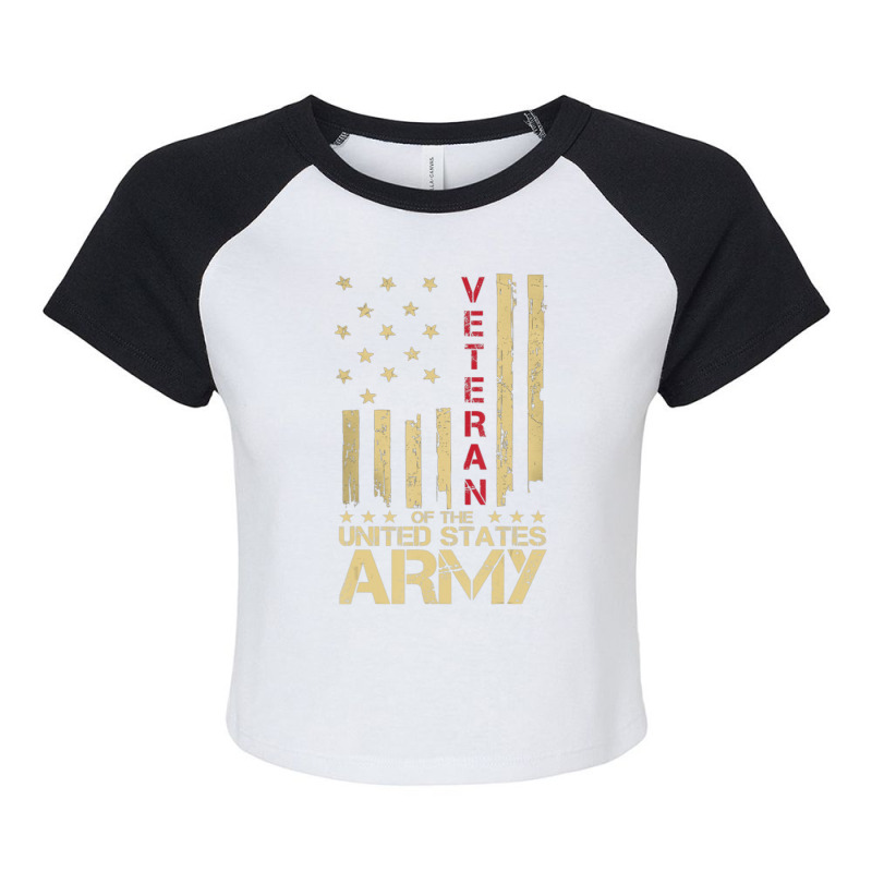 Patriotic U.s Army Veteran Red Line American Flag Vintage Raglan Crop Top by cm-arts | Artistshot