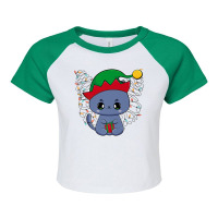 Santa Black Cat Tangled Up In Christmas Tree Lights Meowdy Premium T S Raglan Crop Top | Artistshot