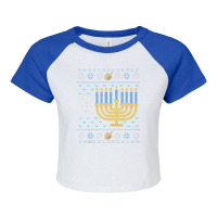 Funny Hanukkah Ugly Sweater Jewish Gift Lets Get Lit Menorah Raglan Crop Top | Artistshot