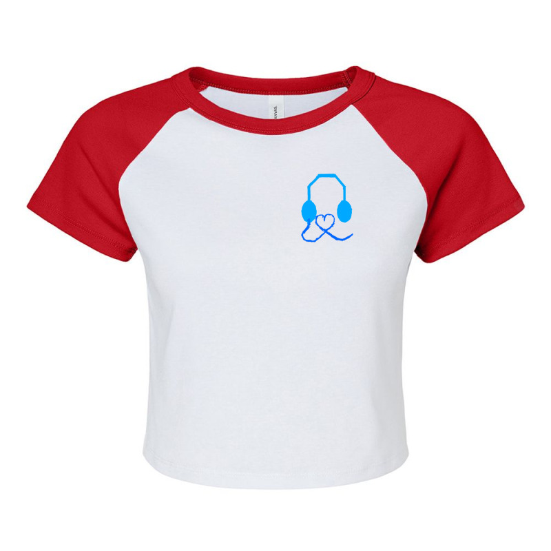 Blue Headphones With Love Raglan Crop Top by SarahWhitfield | Artistshot