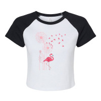 Flower Dandelion Exotic Animal Tropical Bird Pink Flamingo T Shirt Raglan Crop Top | Artistshot