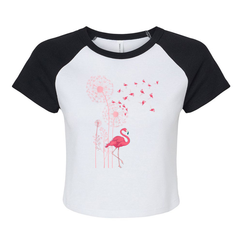 Flower Dandelion Exotic Animal Tropical Bird Pink Flamingo T Shirt Raglan Crop Top by cm-arts | Artistshot