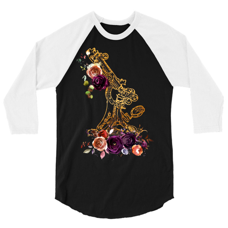 Floral Microscope Medical Laboratory Biology Micro 3/4 Sleeve Shirt | Artistshot